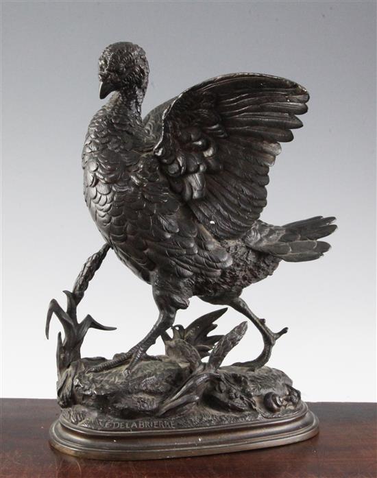 Paul Edward Delabrierre (1829-1912). An animalier bronze model of a partridge, 12.5in.